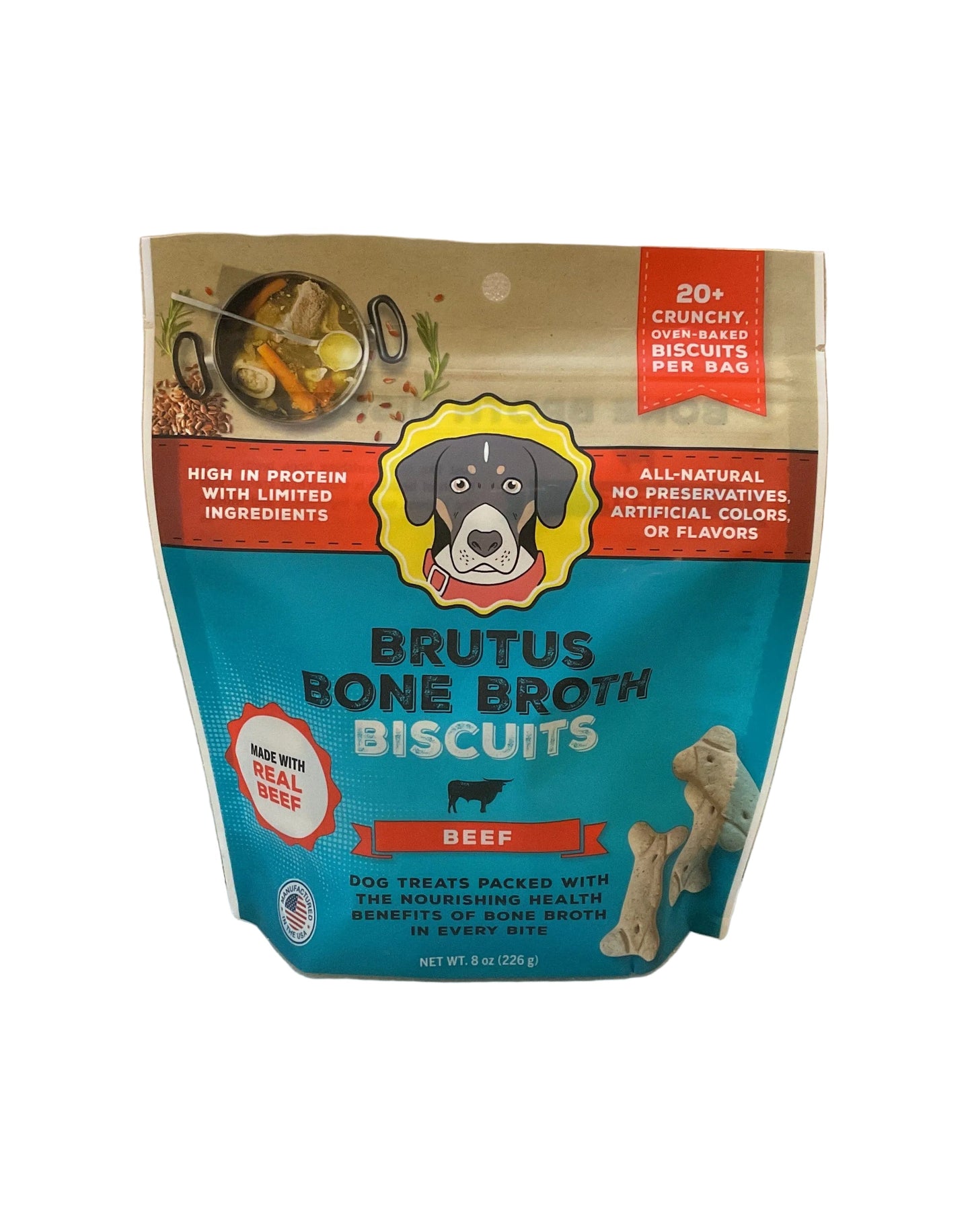 Bone Broth Dog Biscuit - Beef 8oz