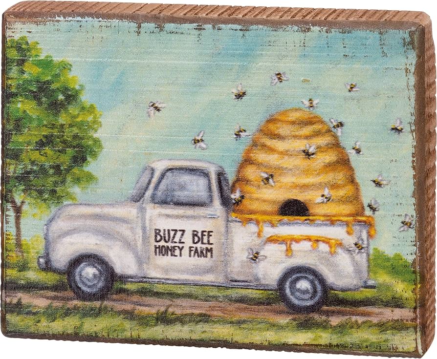 Block Sign - Bees Buzz Bee Honey Farm