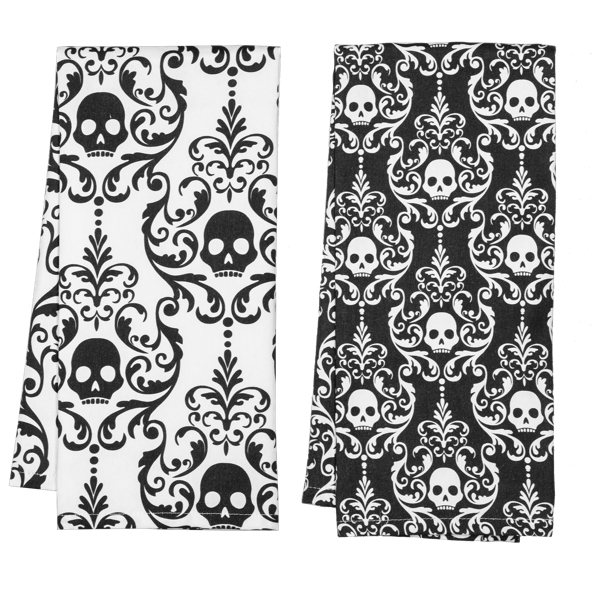 Skull Brocade Tea Towel