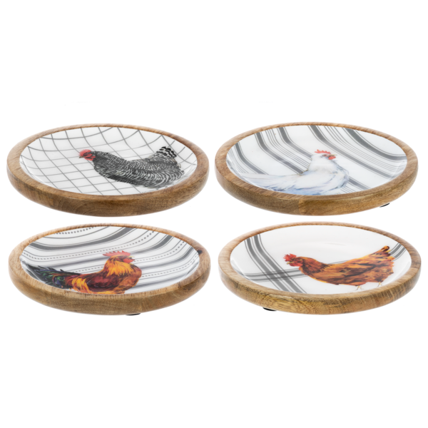 Round Chicken & Rooster Tidbit Tray