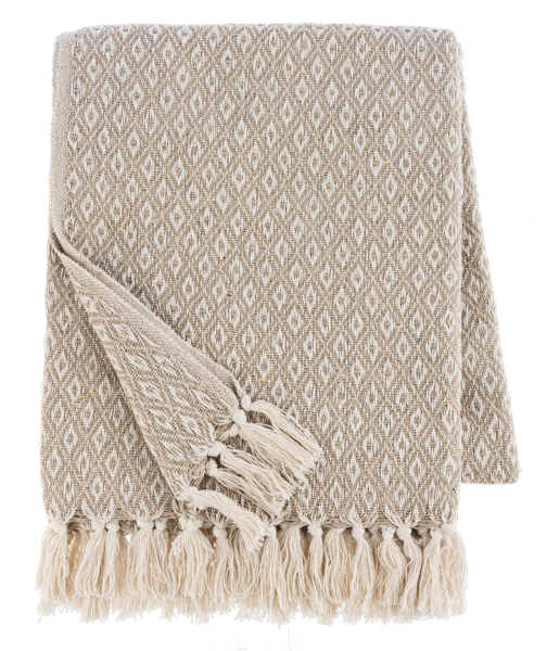 Natural Mini Diamond Woven Throw