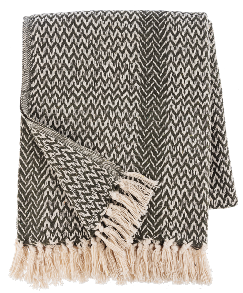 Dark Green Chevron Woven Throw