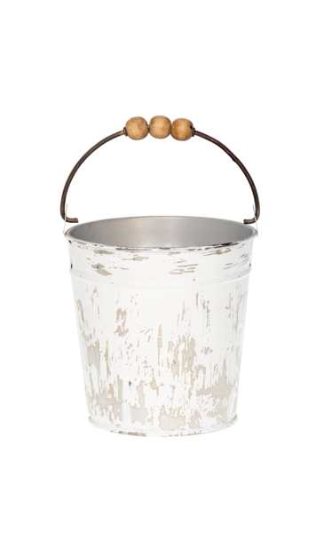 Distressed Mini Bucket Planter with Beaded Handle CG177011A