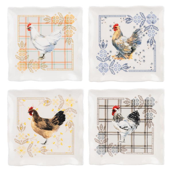 Chicken Rooster Tidbit Plate