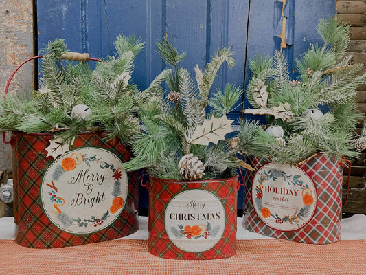 Holiday Buckets 9in, 8in and 6in Set