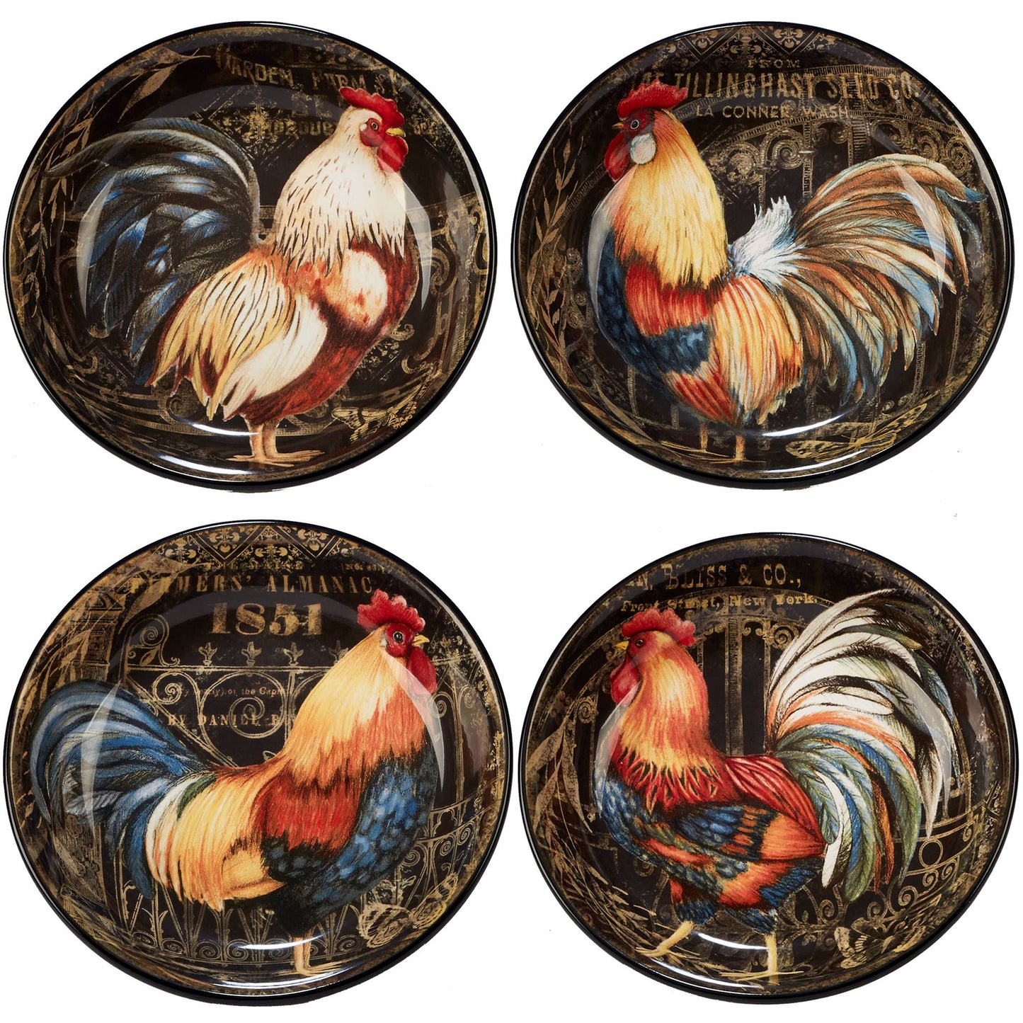 Gilded Rooster Soup/Pasta Bowl 9.25 in  x 2 in  asst