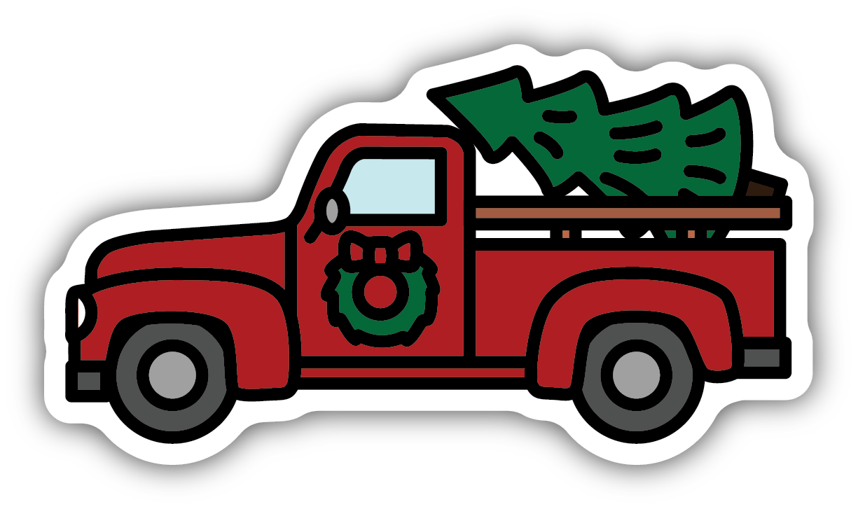 TRUCK WITH TREE AND WREATH | STICKER