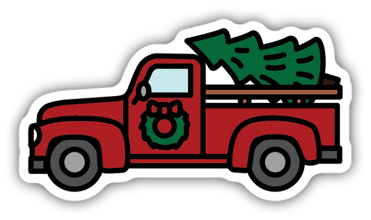 TRUCK WITH TREE AND WREATH | STICKER