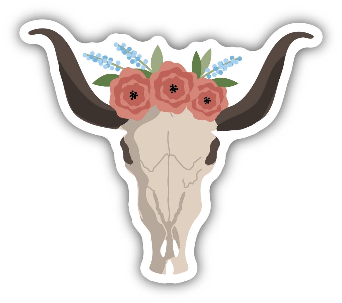 FLORAL COW SKULL | STICKER