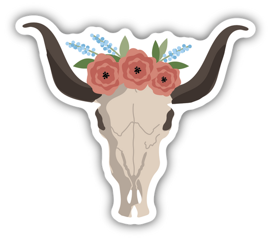 FLORAL COW SKULL | STICKER