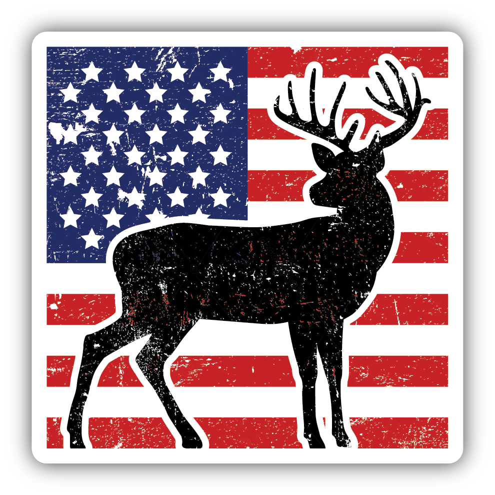 RED BLUE DEER FLAG | STICKER