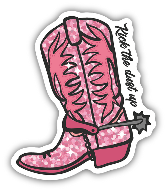 KICK THE DUST UP PINK SPARKLY BOOT | STICKER