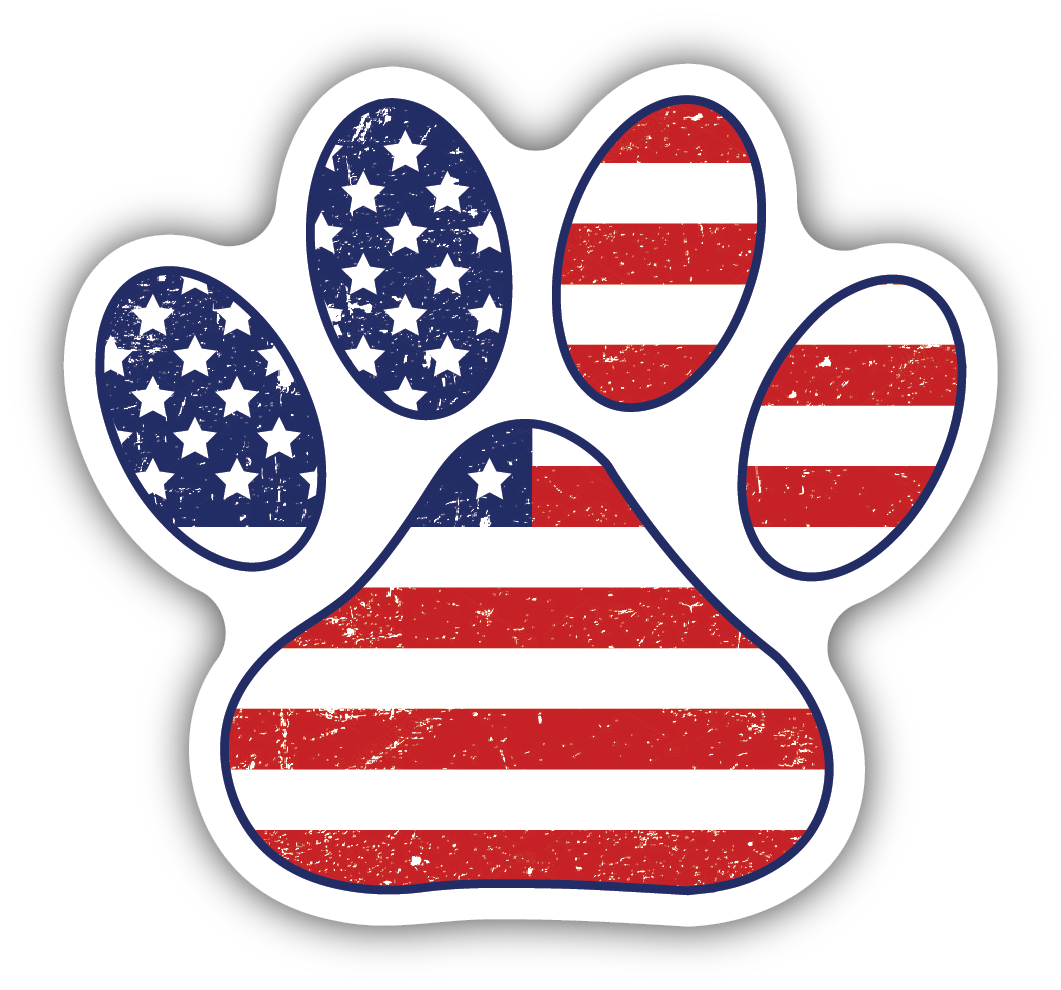 AMERICAN FLAG PAW PRINT | STICKER