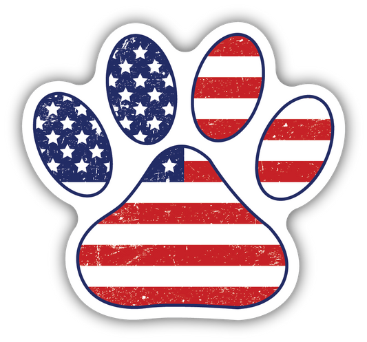 AMERICAN FLAG PAW PRINT | STICKER