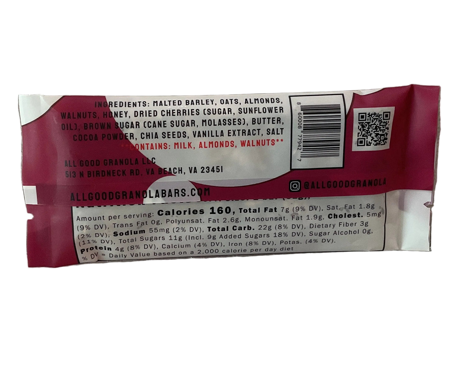 Chocolate Cherry Stout Granola Bar