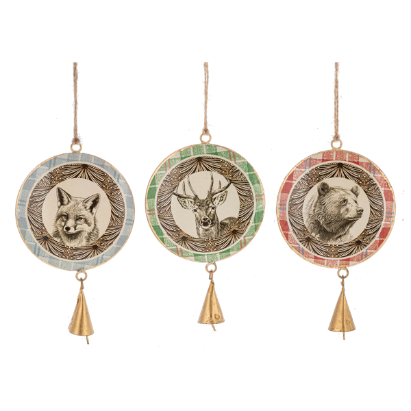 Assorted Winter Animal w/Bell Dangle Ornaments