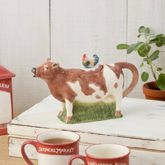Vintage Farm 3-D Cow Teapot