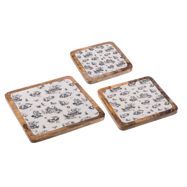 Western Toile Serve Tray Set of 3