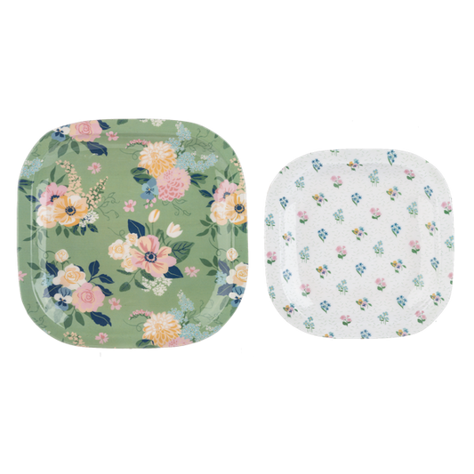 Square Floral Tray Set of 2