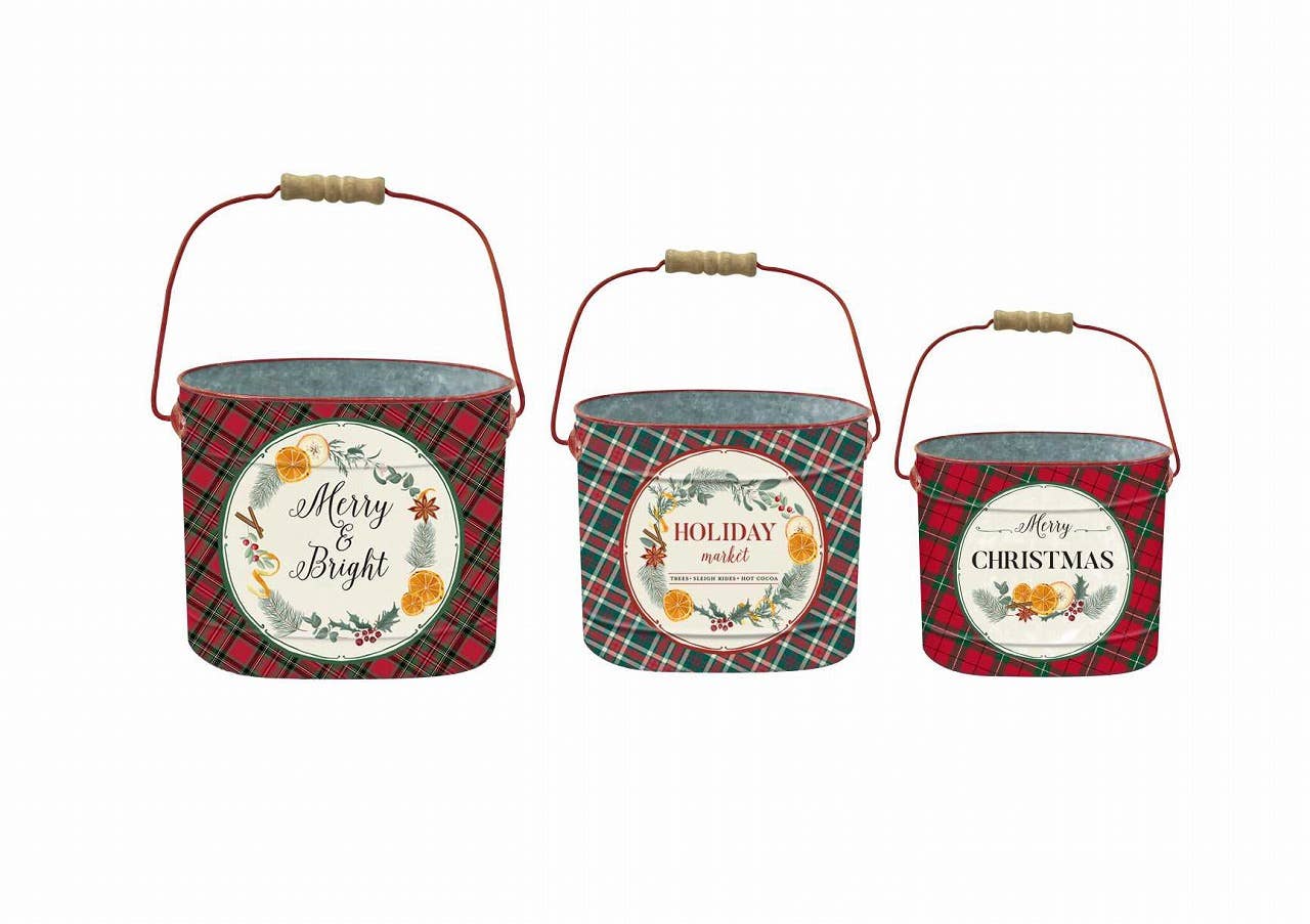 Holiday Buckets 9in, 8in and 6in Set