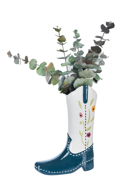 Floral Cowboy Boot Vase Green CG197433