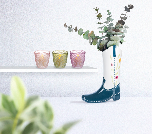 Floral Cowboy Boot Vase Green CG197433