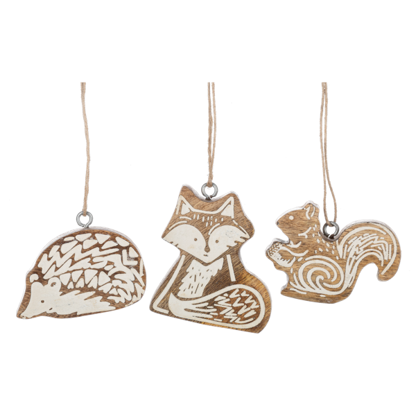 Assorted Carved Woodland Friend Ornament - CX195186