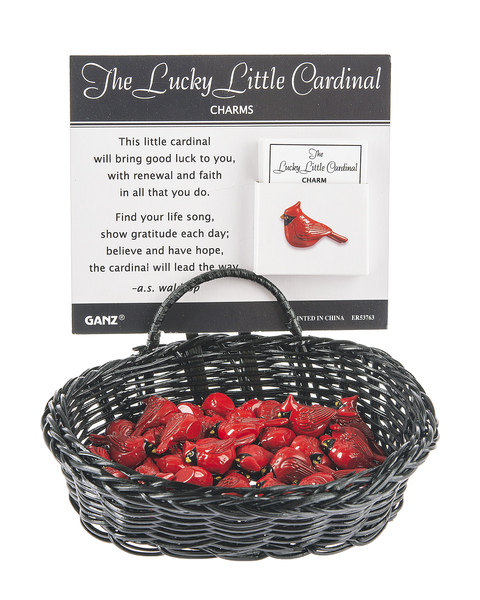 Lucky Little Cardinal Charms Basket