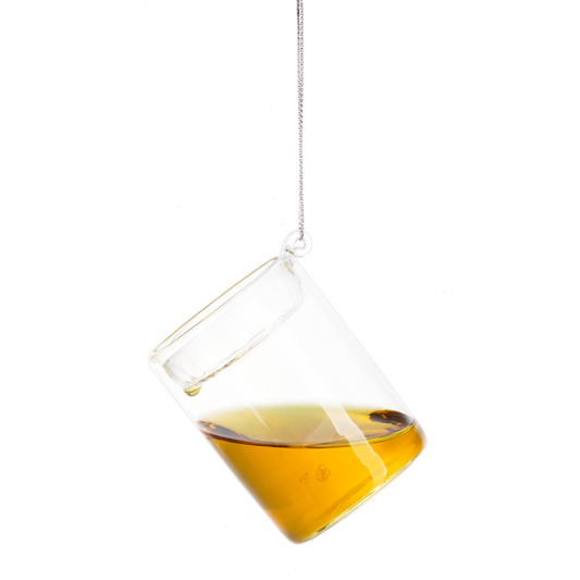 Whiskey Glass Ornament with Hangtag