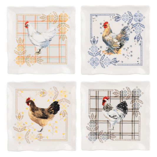 Chicken Rooster Tidbit Plate