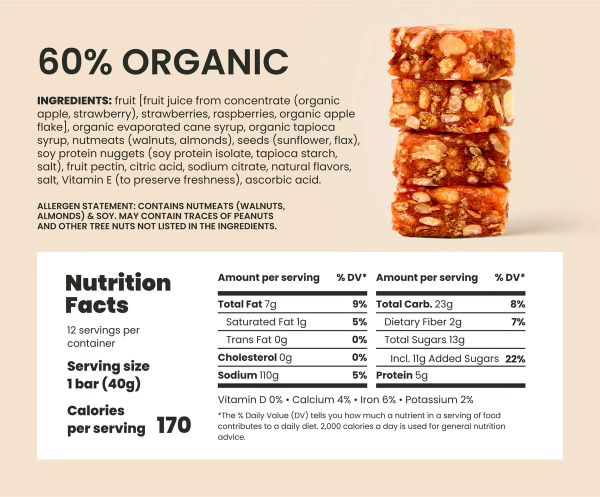 Strawberry-Raspberry and Walnut Orchard Bar