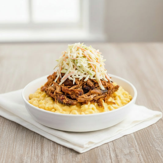 Pulled Pork Over Mac & Cheese